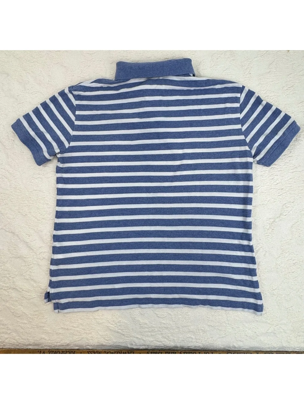 Polo Ralph Lauren Men’s M Hemingway Polo Bear Blue White Striped Polo Shirt